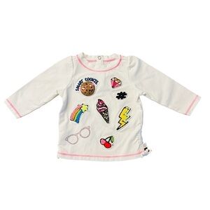 ROSIE POPE BABY CUTE LONG SLEEVE WHITE WITH APPLIQUÉ SIZE 6-9 MONTHS